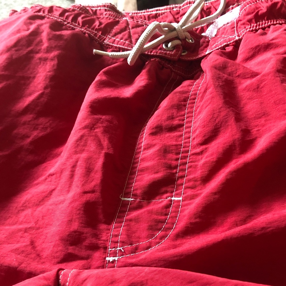 Red Drawstring Swim Trunks